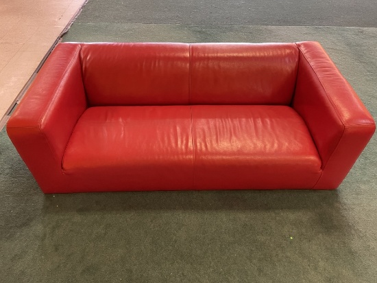 Red Pleather Sofa.