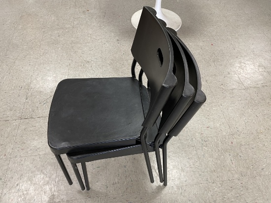 Set of 3 Black Plastic Stackable Chairs