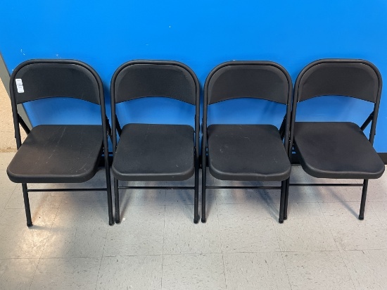 Set of 4 Black Metal Folding Chairs.