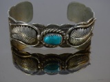 Silver Navajo Turq Bangle Bracelet, 36g(1.3oz)