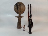 4 WOOD CARVED AFRICAN FOLKLORE STATUES