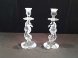 PAIR OF WATERFORD SEAHORSE CANDLESTICKS