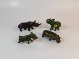 4 HAND CARVED STONE ANIMAL FIGURES