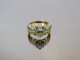 Goldtone Sterling Peridot Gemstone Ring, 4g(0.1oz)