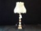 STONE & BRASS COLOR LAMP W/SHADE