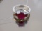 Sterling Red Gemstone Ring, 4g(0.1oz)
