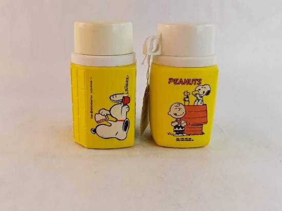 1958 Snoopy  Dog House Thermos & Charlie Brown Qt2