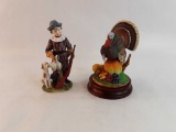 SET OF 2 THANKSGIVING THEMED PORCELAIN FIGURINES