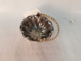SILVER COLORED METAL BASKET W/GOLD COLORED HANDLE