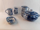 SET OF BLUE MEXICAN POTTERY
