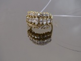 Gold tone Sterling CZ 3-Row Ring, 5g(0.2oz)