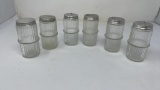 7 VTG HOOSIER RIBBED STYLE CLEAR SPICE JARS