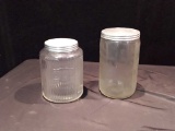 2 HOOSIER STYLE COFFEE JARS WITH RIBBED DESIGNS