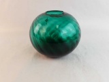 Pier One Handcrafted Teal Glass Globe Vase