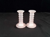 SET OF PINK CANDLE HOLDERS