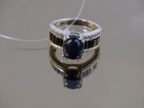 Sterling Blue Cabochon Ring, 6g(0.2oz)