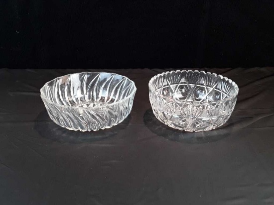 2 CUT GLASS SERVING BOWLS