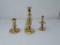 SET OF 3 GOLD CANDLESTICK HOLDERS