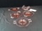 Pink Depression Glass Basket & (4) Plates