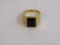 Goldtone Stainless Steel Men's Black Gem Ring, Sz9