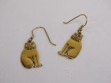 Laurel Birch Vintage Goldtone Cat Earrings