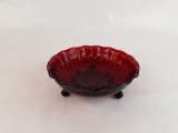 VTG RUBY RED FOOTED CANDY DISH