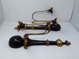 2 BLACK & GOLD PAINTED WALL SCONCES