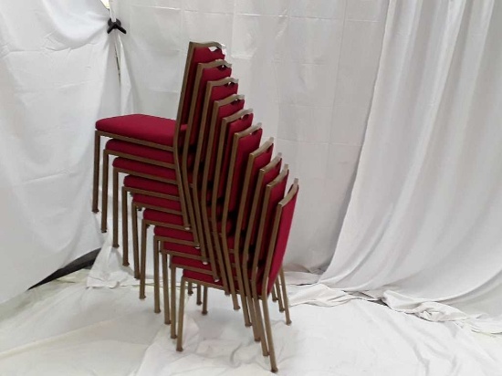 STACK OF 10 RED BROADMOOR CHAIRS
