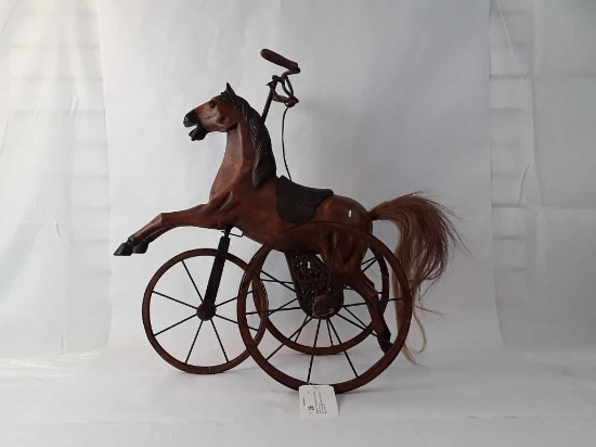 REPRODUCTION VICTORIAN STYLE WOODEN HORSE TRICYCLE