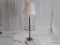 SILVER TONE FLOOR LAMP W/ GLASS TRAY TABLE