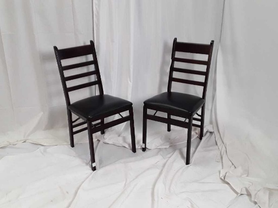 PAIR OF WOODEN FOLDING CHAIRS