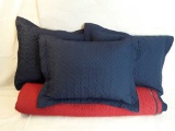 SET OF 3 REVERSABLE  BLANKETS,  3 PILLOWS