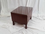 GLASS TOP SIDE TABLE W/ 1 DOOR FOR STORAGE