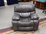 GREY BONDED LEATHER ROCKER/RECLINER