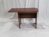 WOODEN ROLLING DESK W/ LEAF