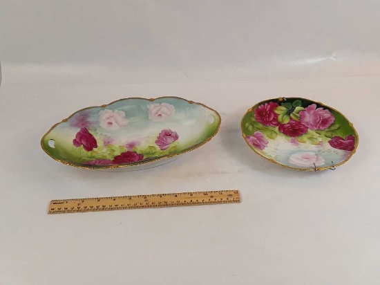 Bavaria Pink Floral Console Bowl & Plate