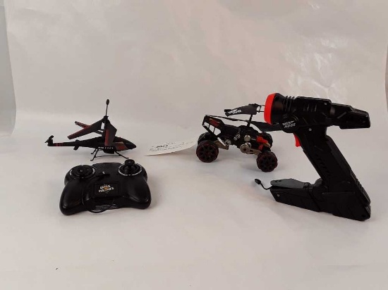 PAIR OF AIR HOGS DRONES ATV/ HELICOPTER W/ REMOTES