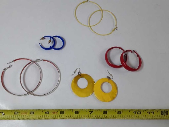 Primary Color Hoop Earrings: Red, Yellow, Blue