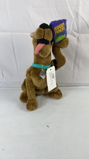 SCOOBY DOO PLUSH HOLDING A BOX OF SCOOBY SNACKS