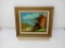 FRAMED OIL PAINTING OF COTTAGES BY WATER SIGNED