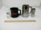 HARLEY DAVIDSON MUG, BEER MUG, & 2 SHOT GLASSES