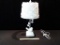 WHITE TABLE LAMP W/ BIRD & FLOWER LAMP SHADE
