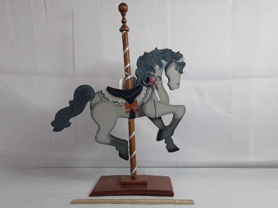 LARGE WOODEN CAROUSEL HORSE FIGURINE