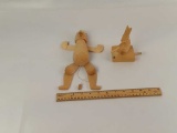 2 WOODEN HAND CARVED RUSSIAN TOYS