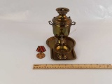 MINIATURE DECORATIVE BRASS COLORED SAMOVAR