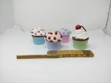 SET OF 4 CUPCAKE TRINKET CONTAINERS W/ MAGNETS