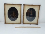 2 VINTAGE GOLD FRAMED PAINTED PHOTOGRAPHS