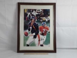 FRAMED PRINT OF JOHN ELWAY, 3 DIFFERENT POSITIONS