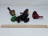 SET OF 3 BIRD FIGURINES W/ GRAPE BUNCH