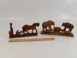 2 VINTAGE HAND CARVED WOODEN RUSSIAN TOYS